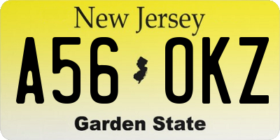 NJ license plate A56OKZ