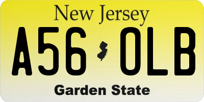 NJ license plate A56OLB