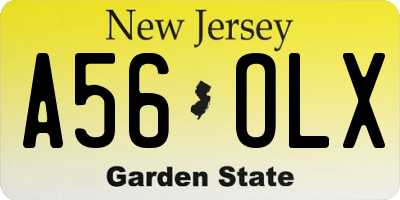 NJ license plate A56OLX