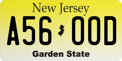 NJ license plate A56OOD