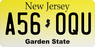 NJ license plate A56OQU