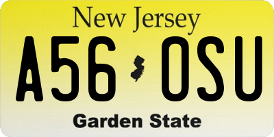 NJ license plate A56OSU