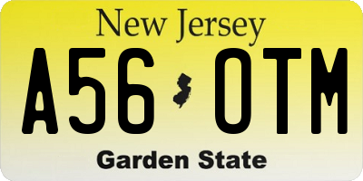 NJ license plate A56OTM