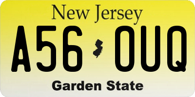 NJ license plate A56OUQ