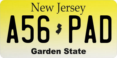 NJ license plate A56PAD