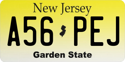 NJ license plate A56PEJ
