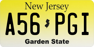 NJ license plate A56PGI