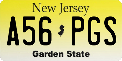 NJ license plate A56PGS