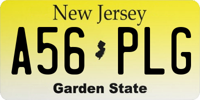 NJ license plate A56PLG