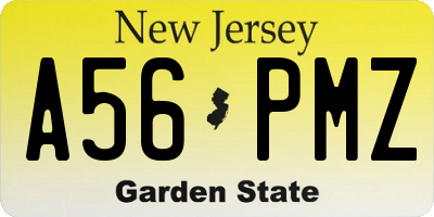NJ license plate A56PMZ