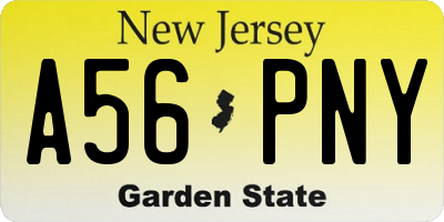 NJ license plate A56PNY