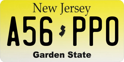 NJ license plate A56PPO