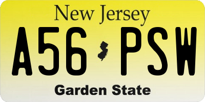 NJ license plate A56PSW