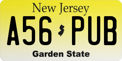 NJ license plate A56PUB