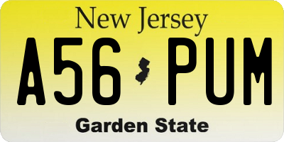 NJ license plate A56PUM