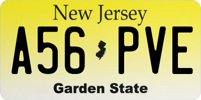 NJ license plate A56PVE