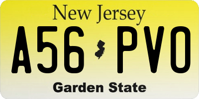 NJ license plate A56PVO