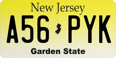 NJ license plate A56PYK