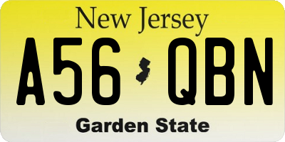 NJ license plate A56QBN