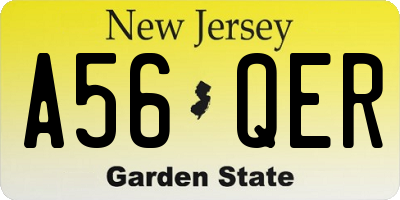 NJ license plate A56QER
