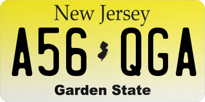NJ license plate A56QGA