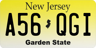 NJ license plate A56QGI