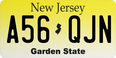 NJ license plate A56QJN