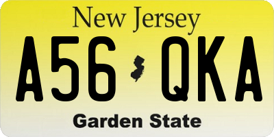NJ license plate A56QKA