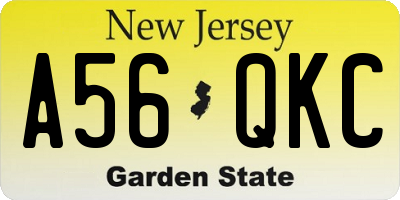NJ license plate A56QKC