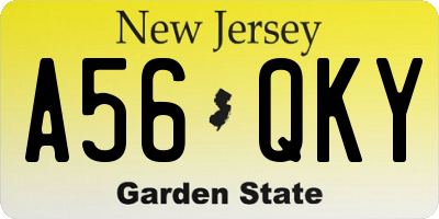 NJ license plate A56QKY