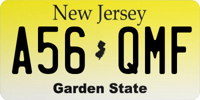NJ license plate A56QMF