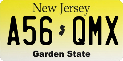 NJ license plate A56QMX