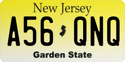 NJ license plate A56QNQ
