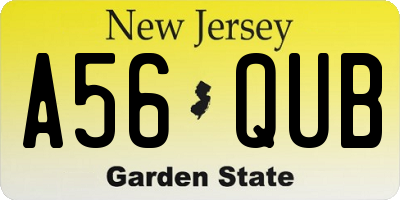 NJ license plate A56QUB