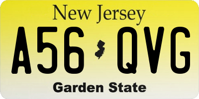 NJ license plate A56QVG