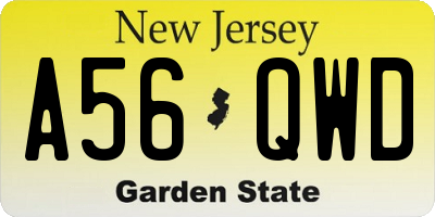 NJ license plate A56QWD