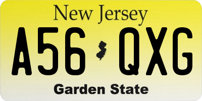 NJ license plate A56QXG