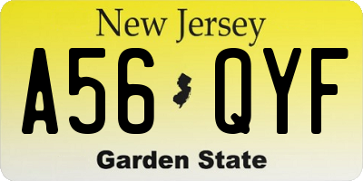 NJ license plate A56QYF