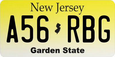 NJ license plate A56RBG