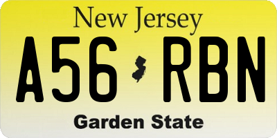 NJ license plate A56RBN