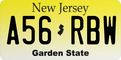 NJ license plate A56RBW