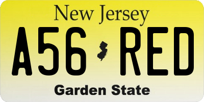 NJ license plate A56RED