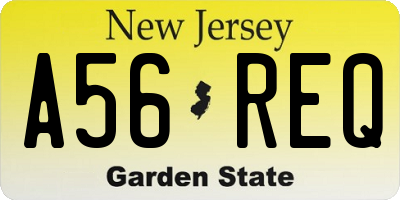 NJ license plate A56REQ