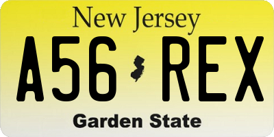 NJ license plate A56REX