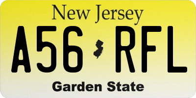 NJ license plate A56RFL