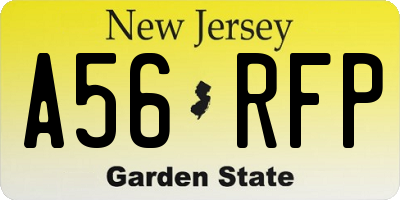 NJ license plate A56RFP