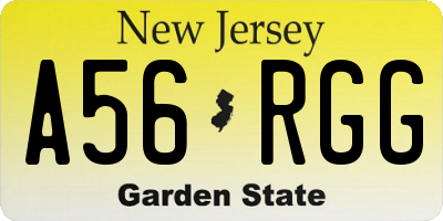 NJ license plate A56RGG