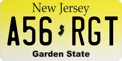 NJ license plate A56RGT