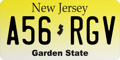 NJ license plate A56RGV