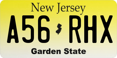NJ license plate A56RHX